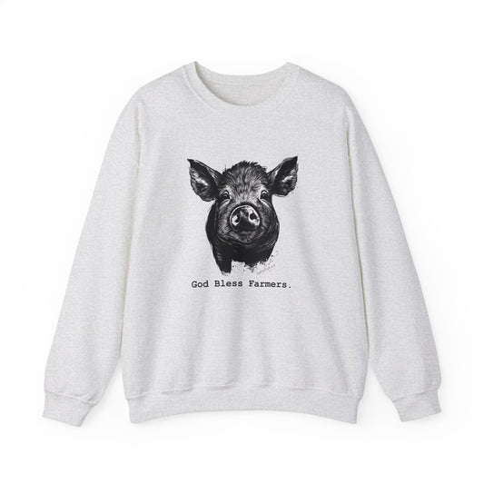God Bless Farmers Pig Unisex Heavy Blend™ Crewneck Sweatshirt