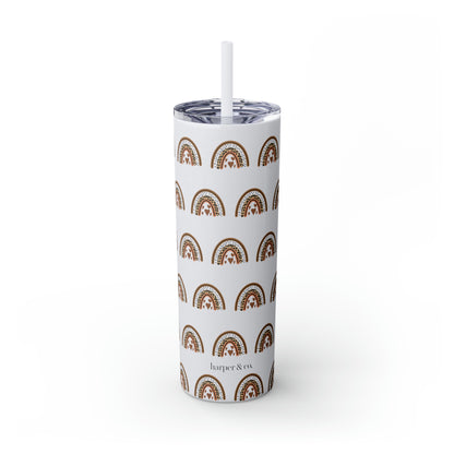 Boho Rainbow Skinny Tumbler with Straw, 20oz