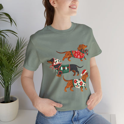 Dachshund Trio Christmas Sweater Tee
