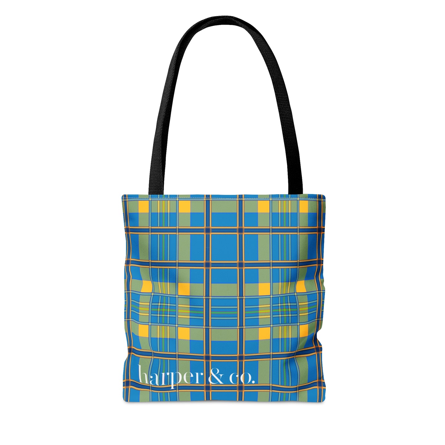 Turquoise Plaid Tote Bag