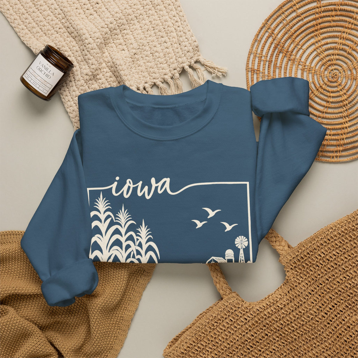 Iowa Farm Scene Crewneck Sweatshirt