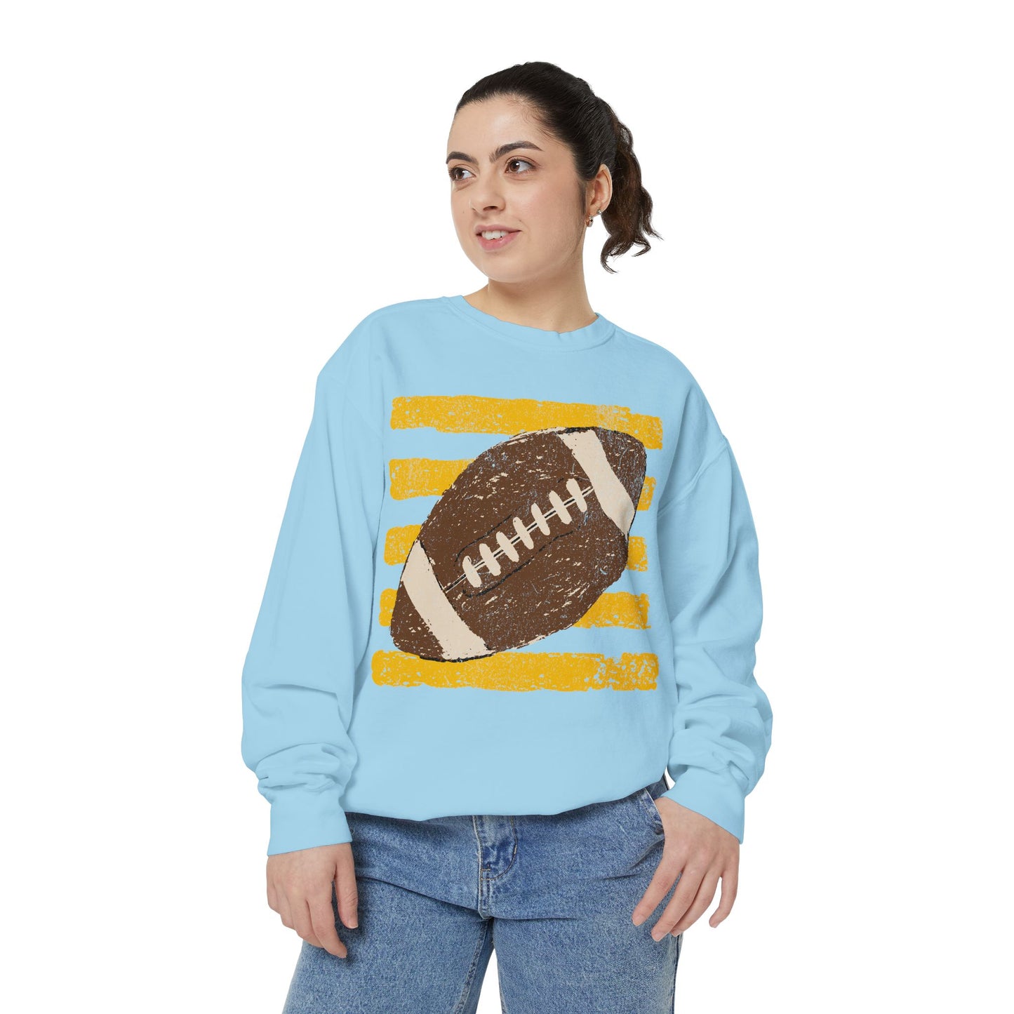 Vintage Football Color Comfort Sweatshirt — Distressed Retro Stripes Crewneck
