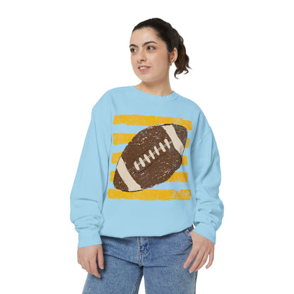 Vintage Football Color Comfort Sweatshirt — Distressed Retro Stripes Crewneck
