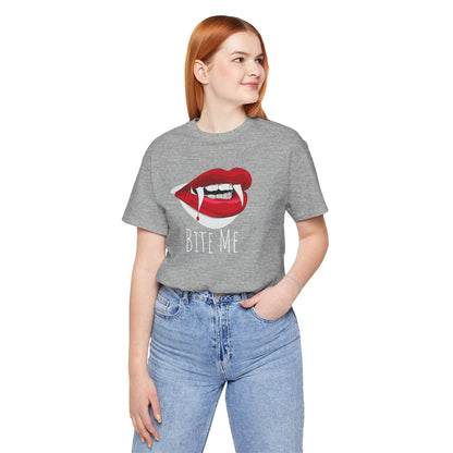 Bite Me Vampire Lips Tee — Red Lip Fang Graphic T-Shirt