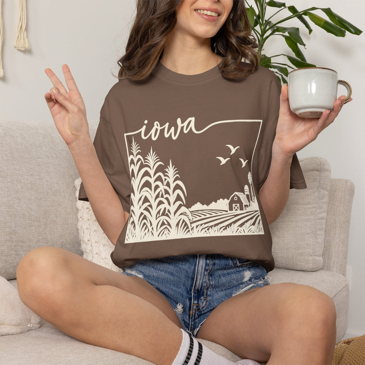Copy of Iowa Farm Scene Crewneck Sweatshirt — Minimal Midwest Landscape