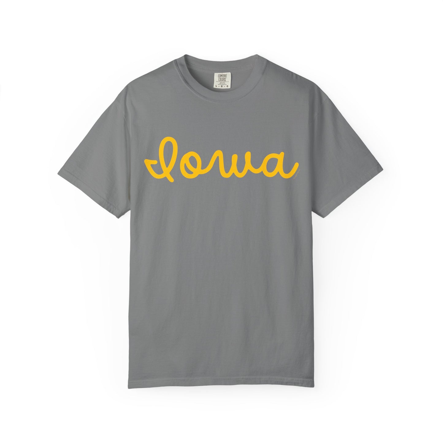 Iowa Script T-Shirt — Vintage Garment-Dyed State Tee