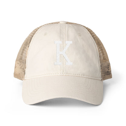Personalized Initial Women's Washed Mesh-Back Cap
