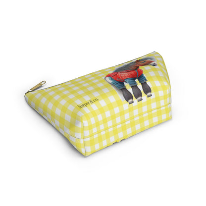 Pony & Yellow Gingham Accessory Pouch w T-bottom