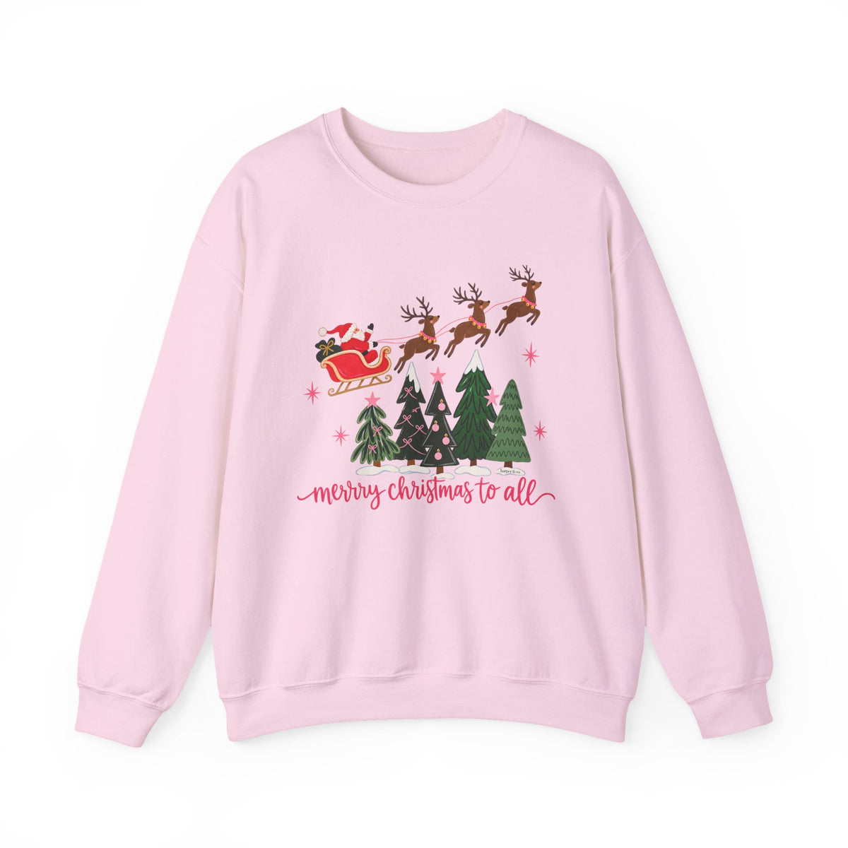 Christmas Crewneck Sweatshirt — "Merry Christmas to All" Santa & Reindeer Holiday Sweatshirt