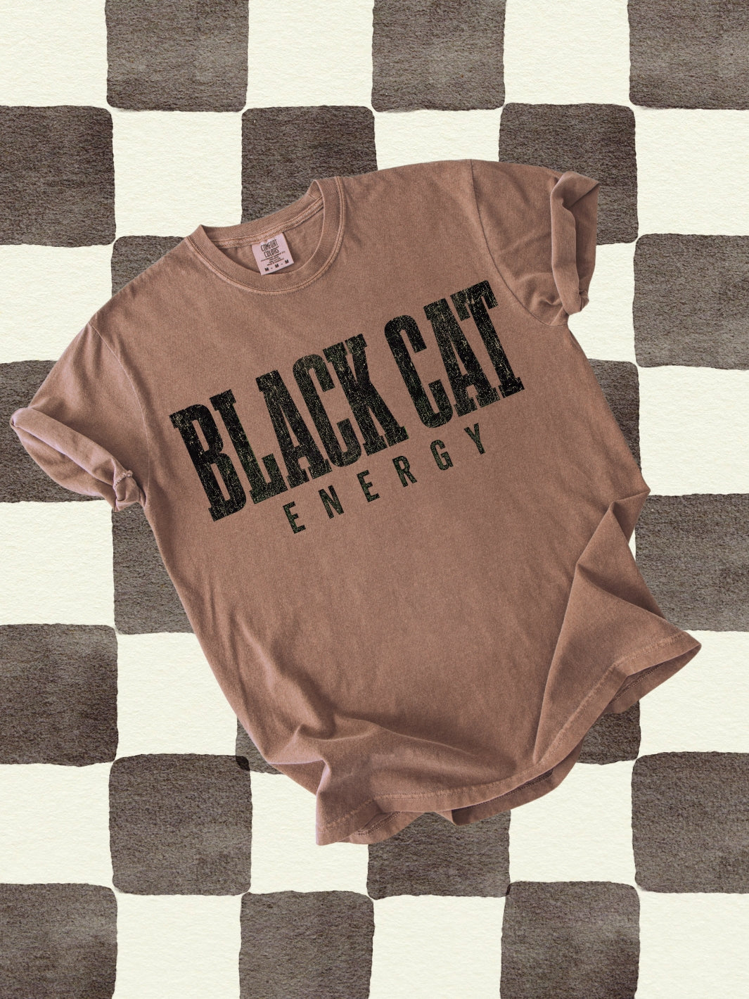 Retro Spooky Black Cat Energy Comfort Colors Graphic Tee