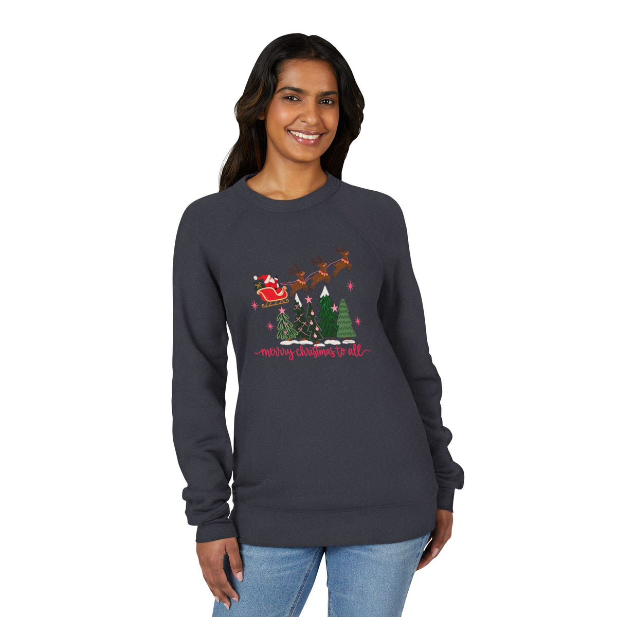 Christmas Reindeer Sleigh Sweatshirt – "Merry Christmas to All" Holiday Crewneck