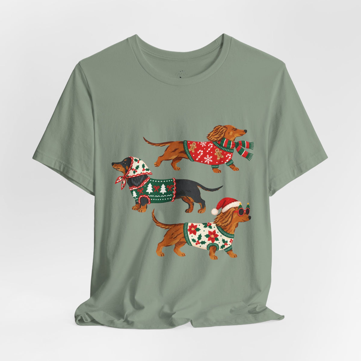 Dachshund Trio Christmas Sweater Tee