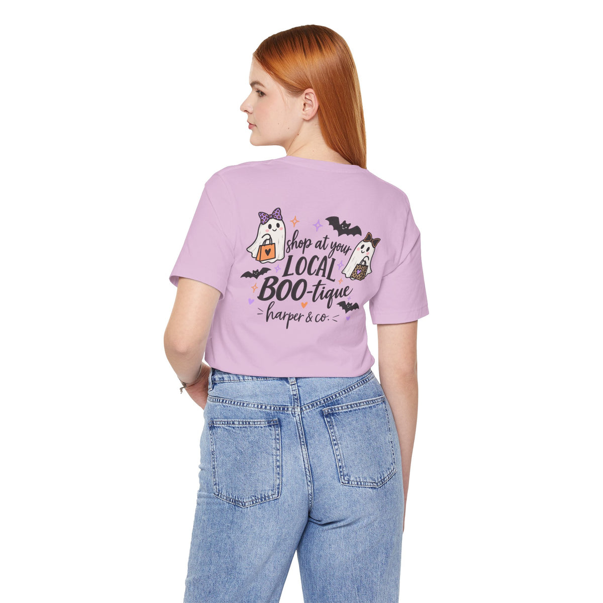 Halloween Ghost Tee — "Shop at Your Local BOO-tique" Graphic T-Shirt
