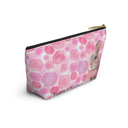 Bunny & Pink Roses Accessory Pouch w T-bottom