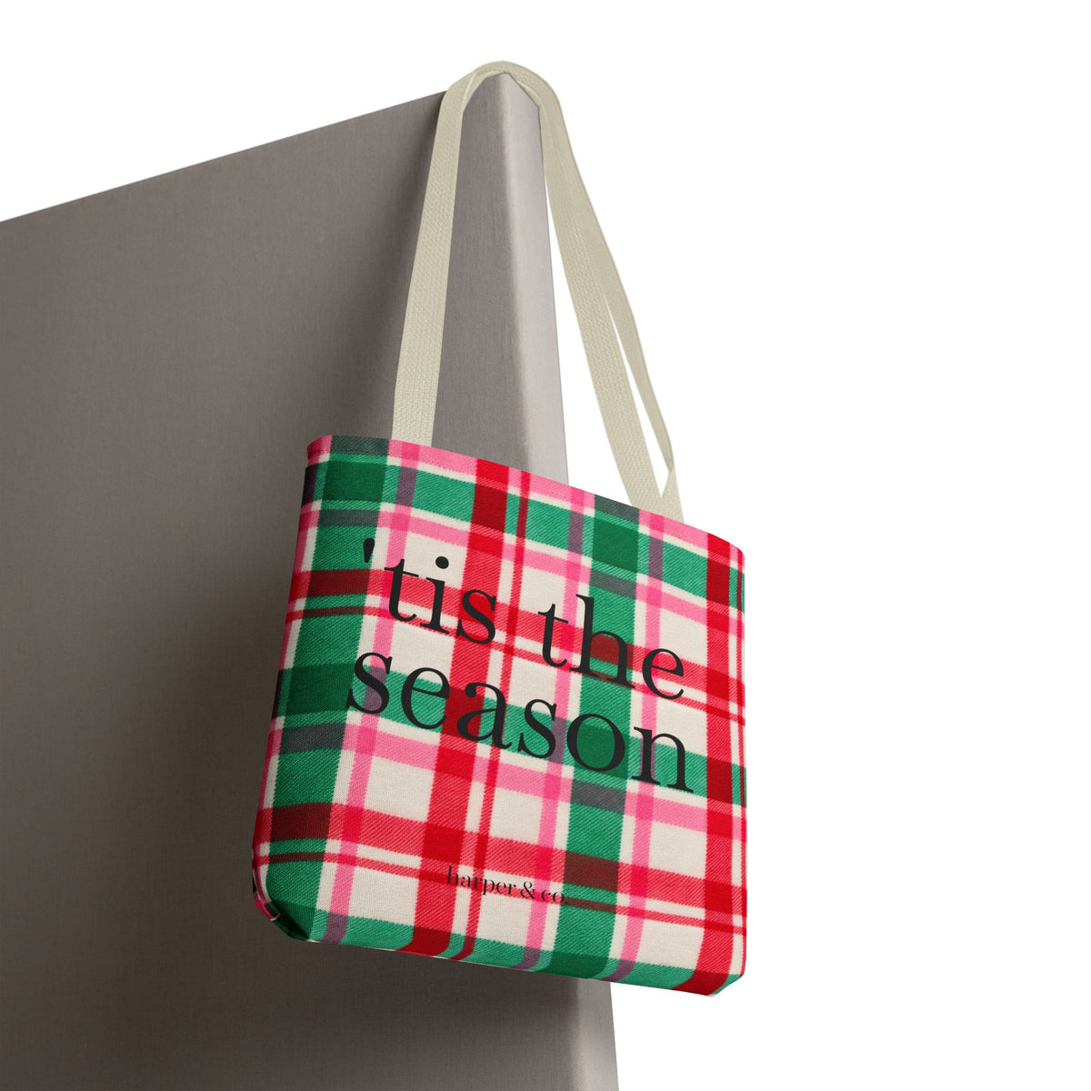 Christmas Plaid Tote Bag - 'Tis the Season Holiday Market Bag