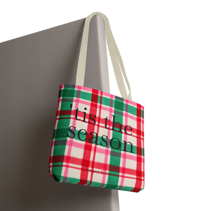 Christmas Plaid Tote Bag - 'Tis the Season Holiday Market Bag