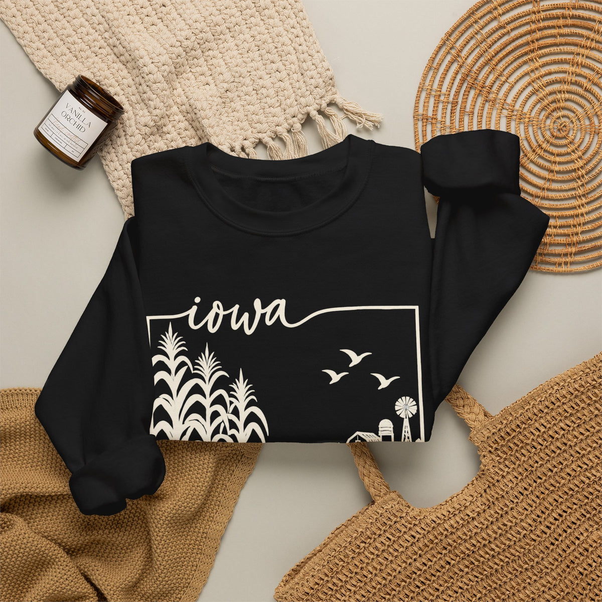 Iowa Farm Scene Crewneck Sweatshirt
