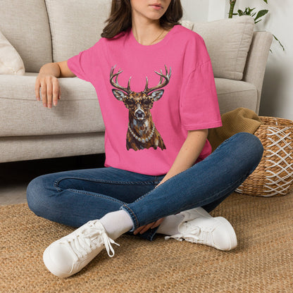 Glam Deer Head Graphic T-Shirt — Rustic Buck Wildlife Tee