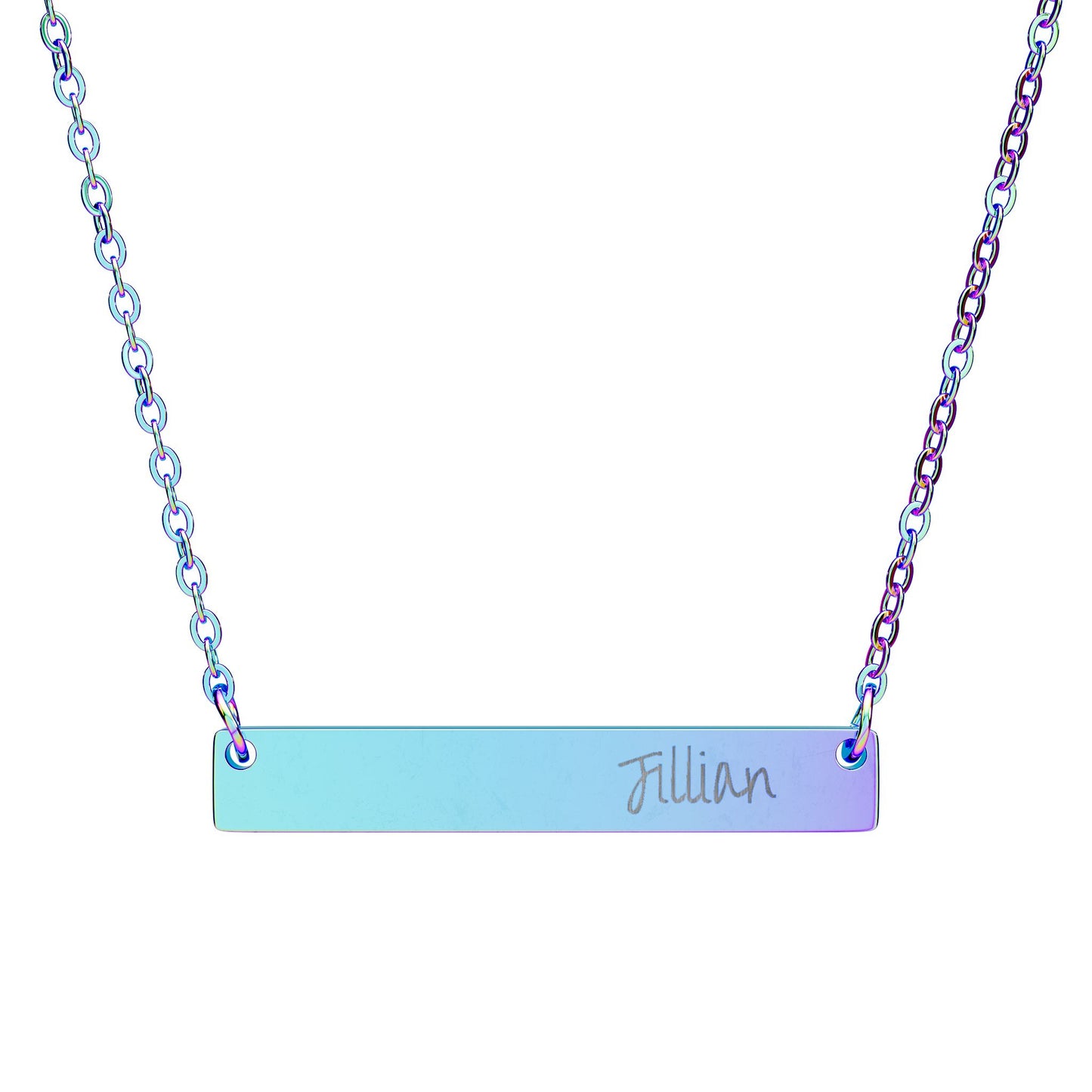 Engraved Horizontal Bar Necklace — Personalized Name Pendant