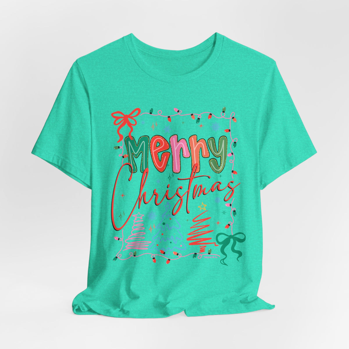 Merry Christmas Graphic Tee – Festive Holiday Holiday Lights & Trees Shirt