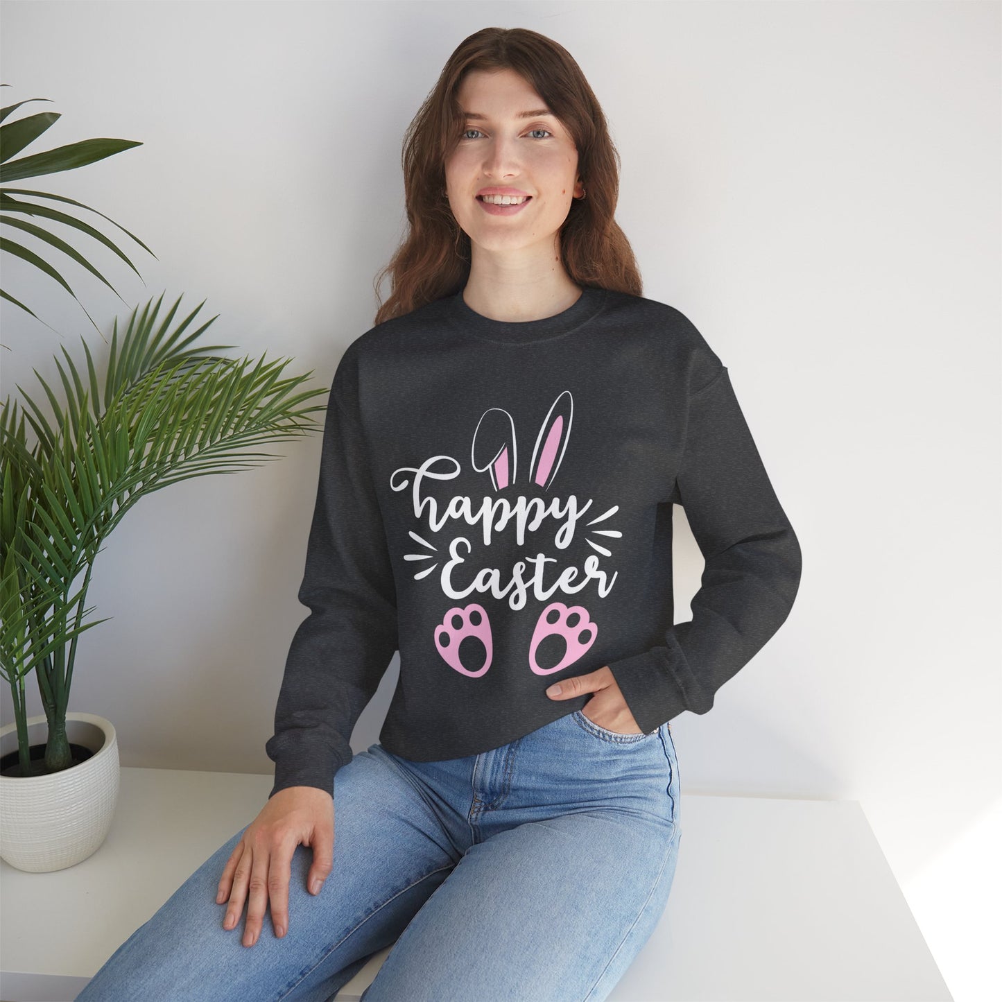 Happy Easter Full Size Gildan Unisex Crewneck Sweatshirt