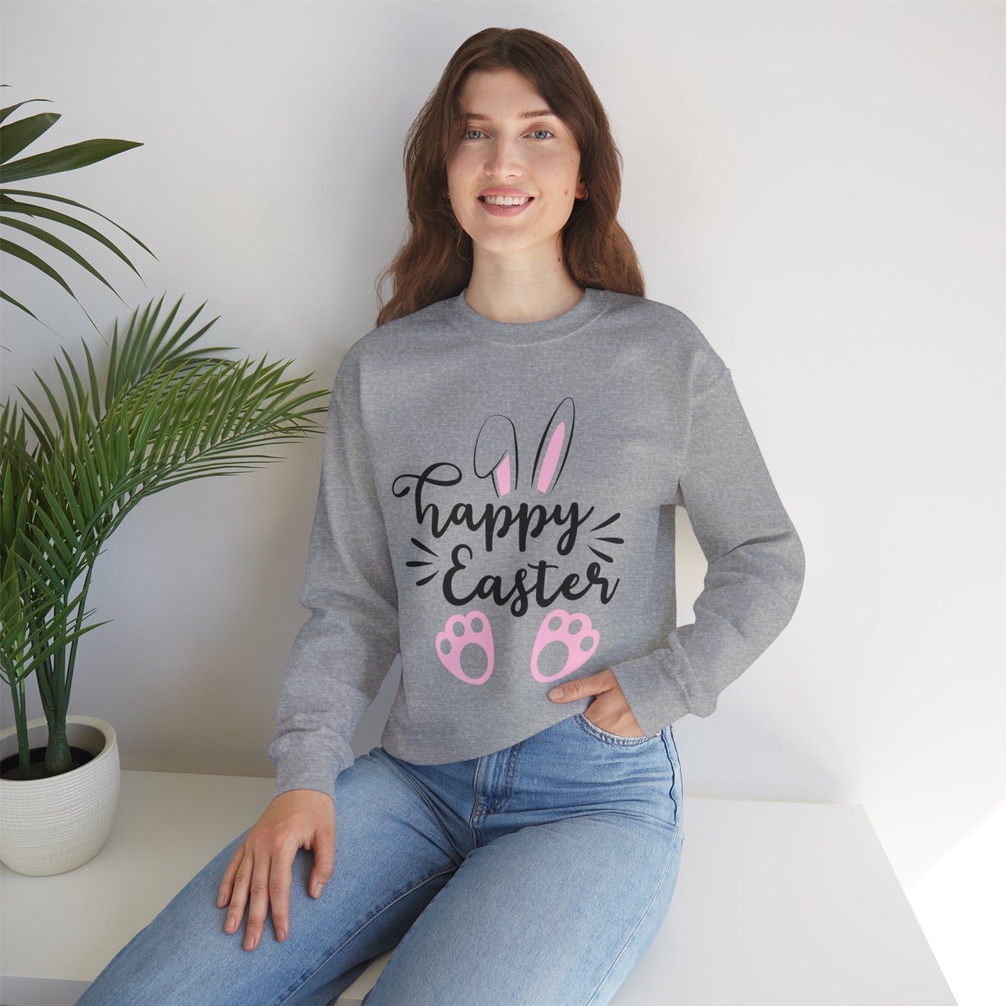 Happy Easter Full Size Gildan Unisex Crewneck Sweatshirt