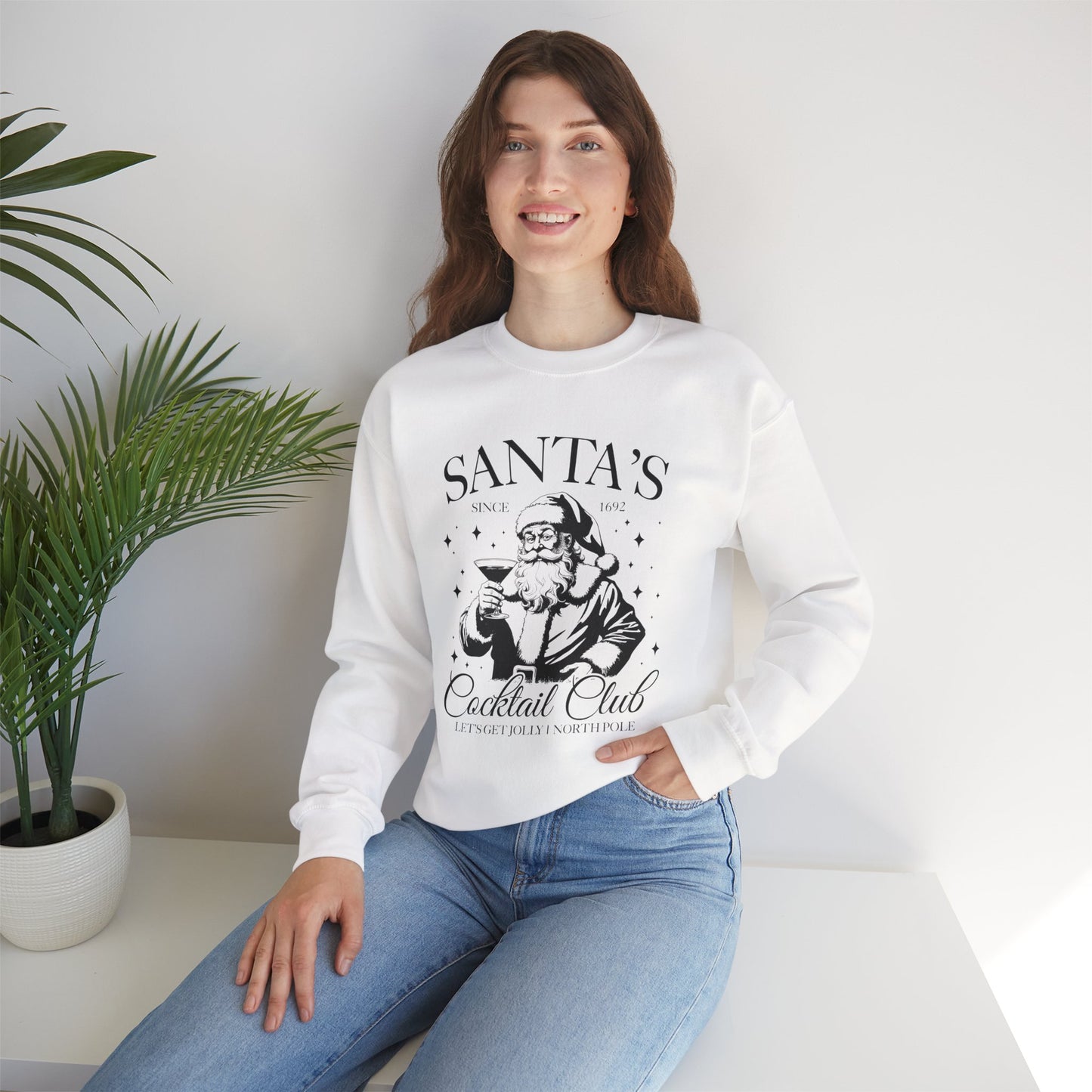 Santa's Cocktail Club on Gildan Unisex Heavy Blend™ Crewneck Sweatshirt
