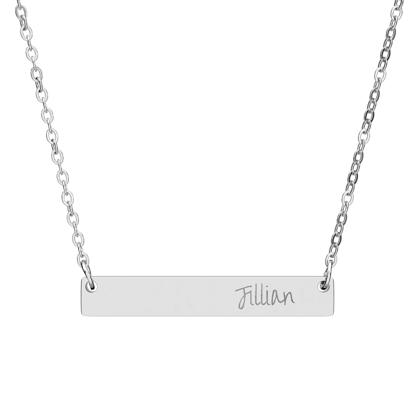 Engraved Horizontal Bar Necklace — Personalized Name Pendant