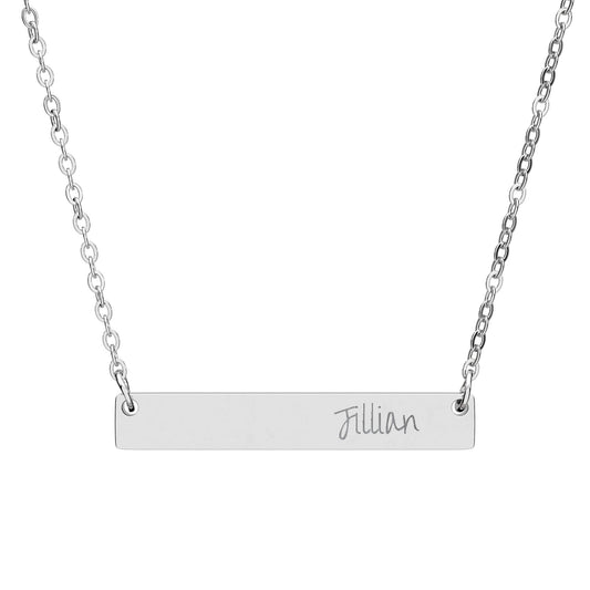 Engraved Horizontal Bar Necklace — Personalized Name Pendant