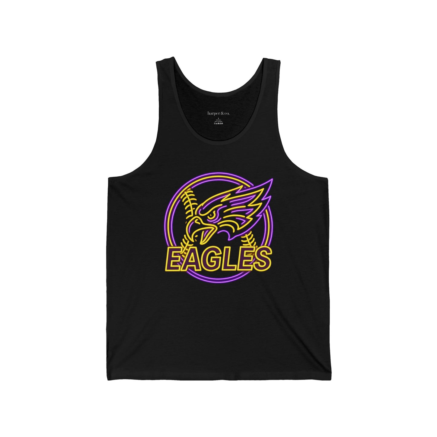 Eagles Baseball Softball Tank Top — Retro Neon Team Logo Athletic Tank