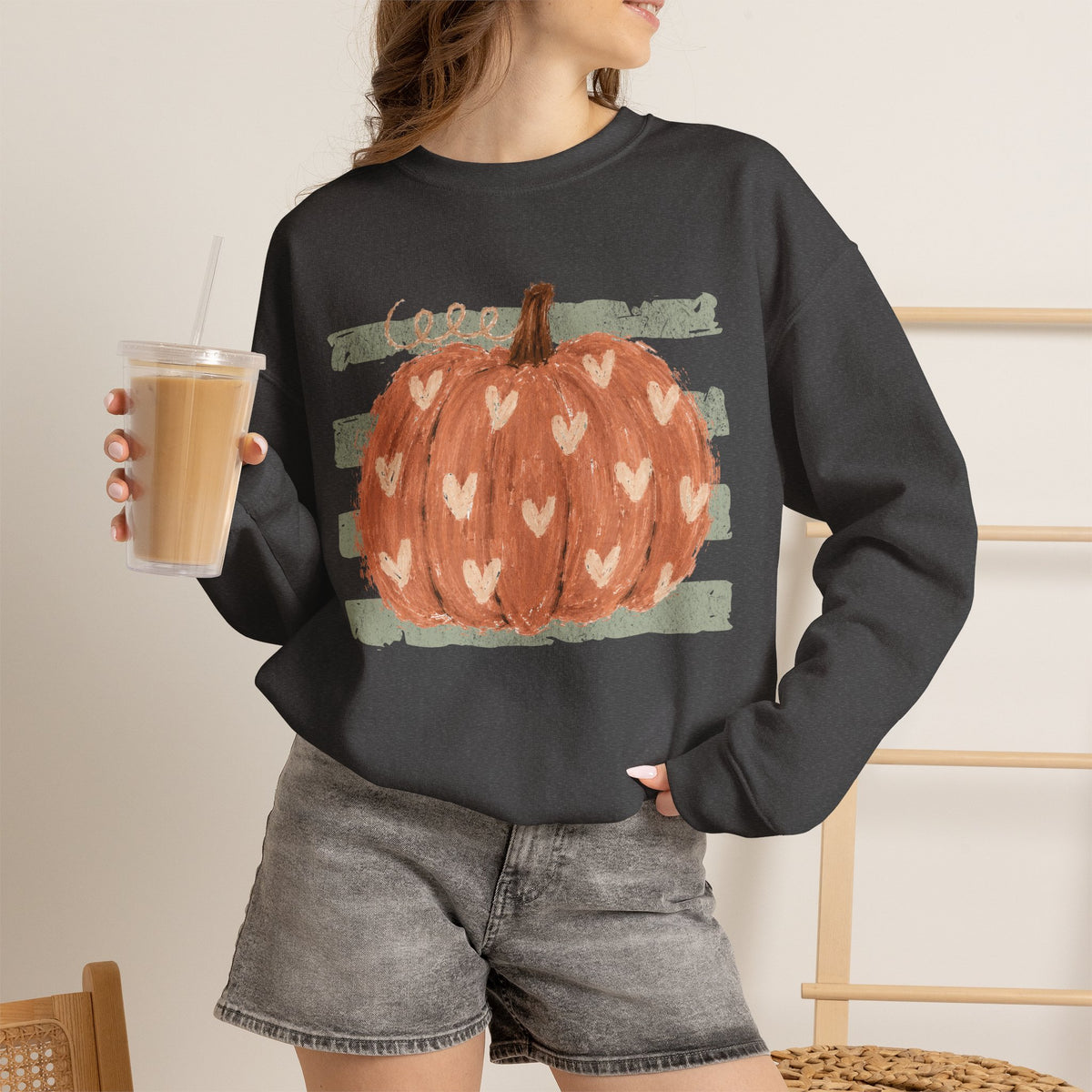 Pumpkin Hearts Crewneck Sweatshirt