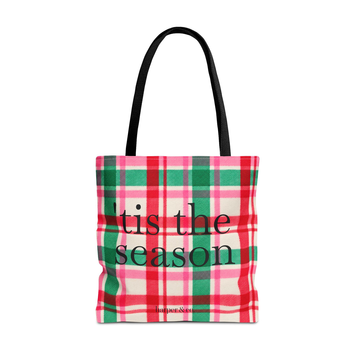 Christmas Plaid Tote Bag - 'Tis the Season Holiday Market Bag