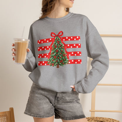 Christmas Tree Ribbon Crewneck Sweatshirt