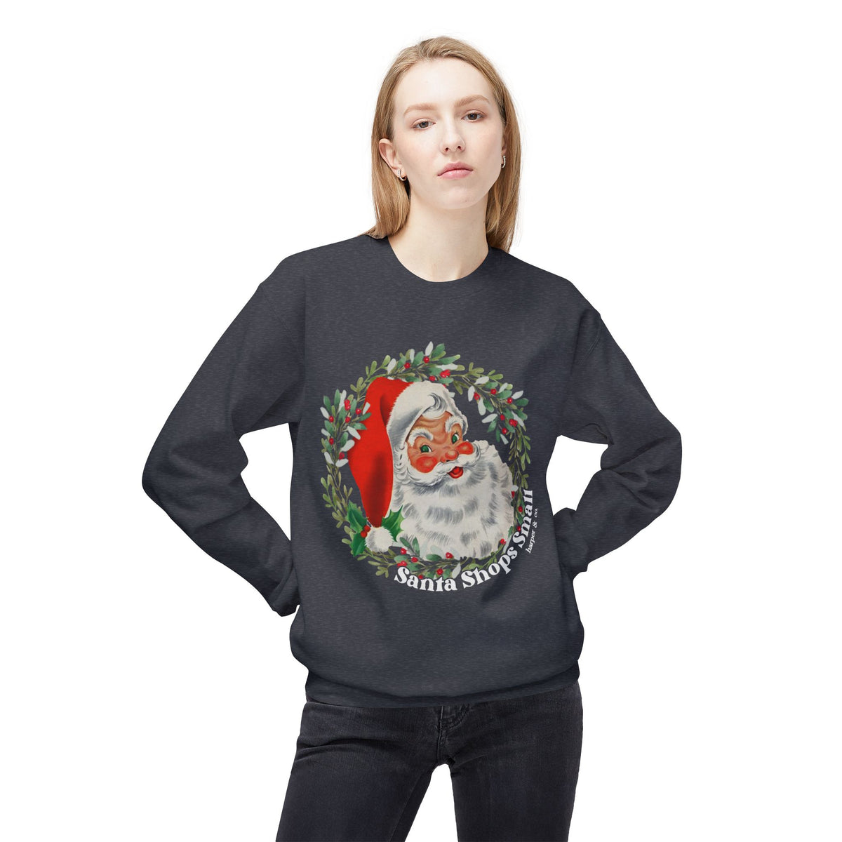 Santa Shops Here Crewneck Medium Weight Sweatshirt