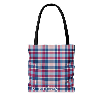 Navy Plaid Tote Bag