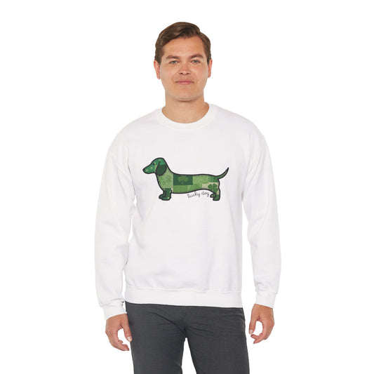 St. Patrick's Lucky Dachshund Quiltwork Sweatshirt