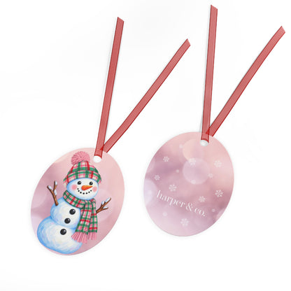 Pink Let It Snow Christmas Metal Ornament