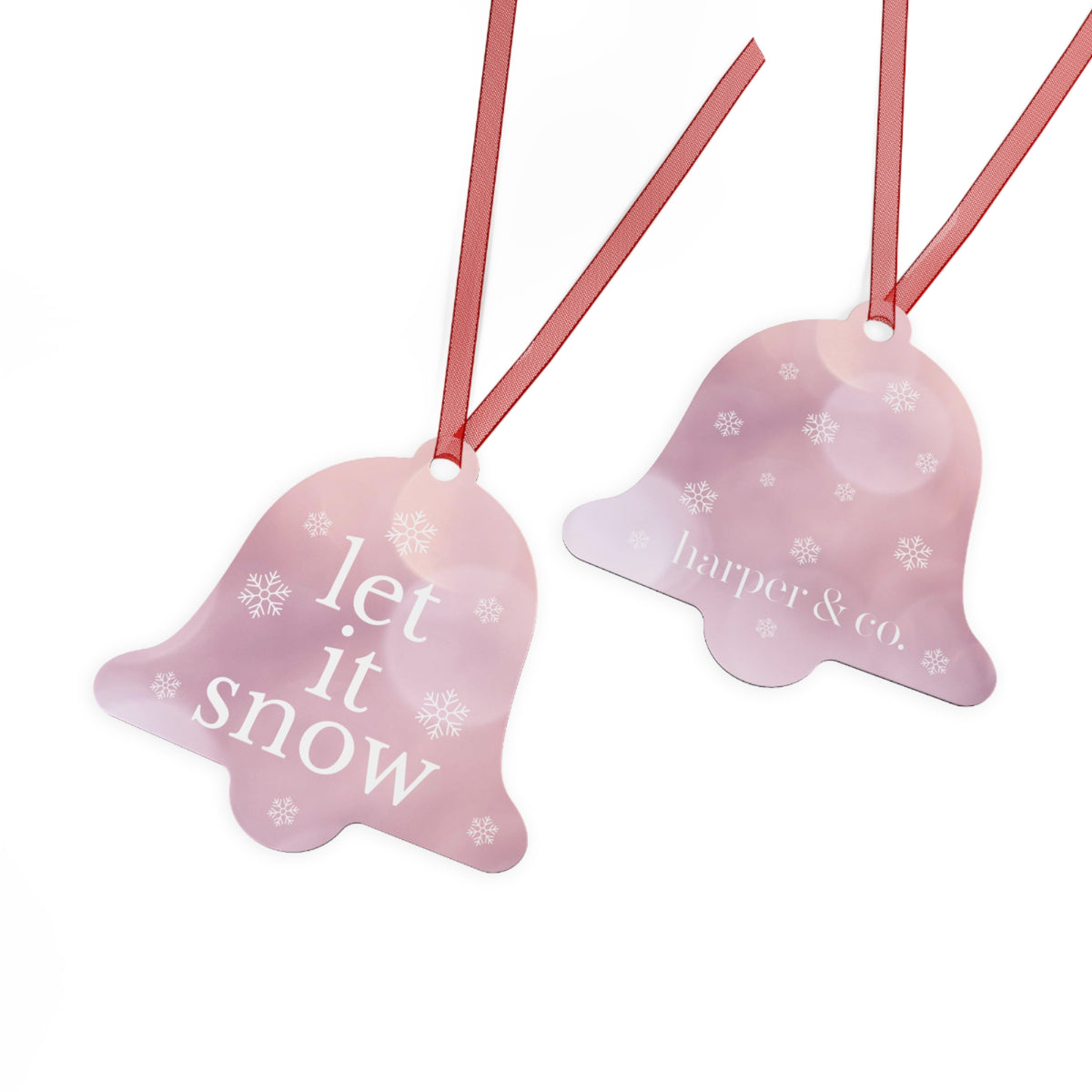 Pink Let It Snow Christmas Metal Ornament
