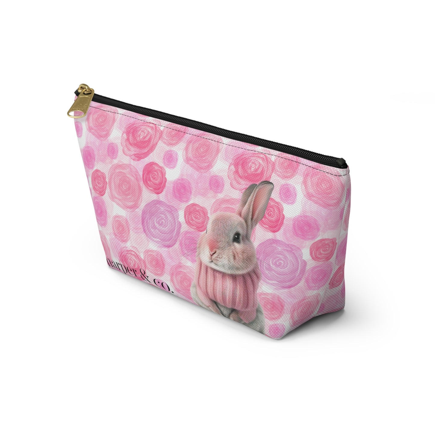 Bunny & Pink Roses Accessory Pouch w T-bottom
