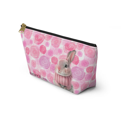 Bunny & Pink Roses Accessory Pouch w T-bottom