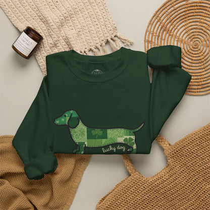 St. Patrick's Lucky Dachshund Quiltwork Sweatshirt