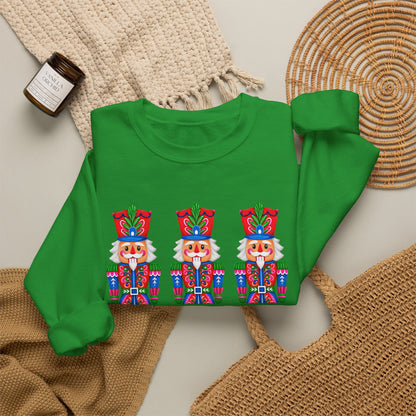 Nutcracker Crewneck Sweatshirt — Festive Triple Nutcracker Holiday Pullover