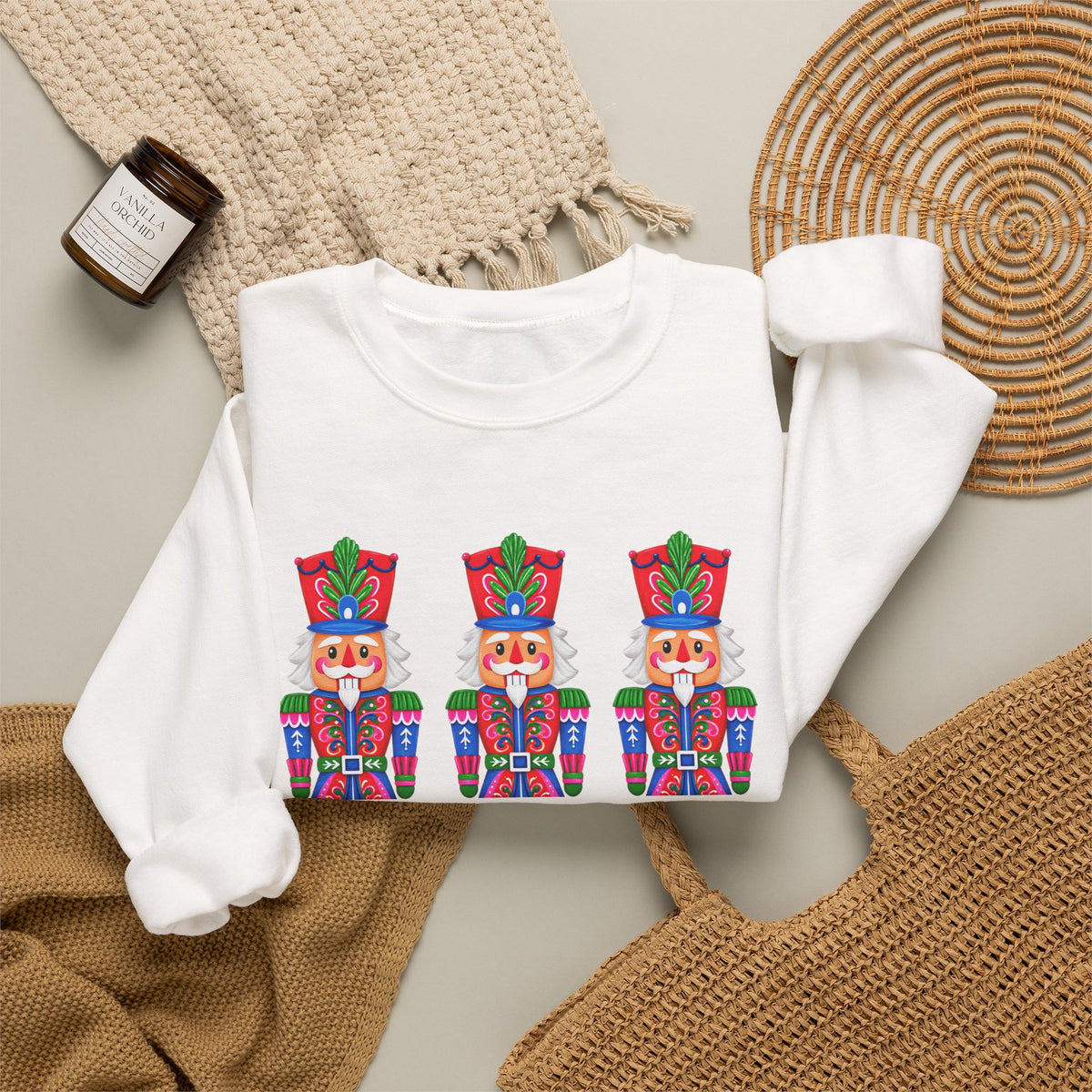 Nutcracker Crewneck Sweatshirt — Festive Triple Nutcracker Holiday Pullover