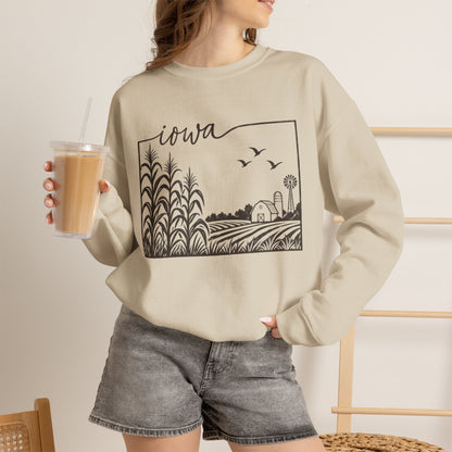 Iowa Farm Scene Crewneck Sweatshirt