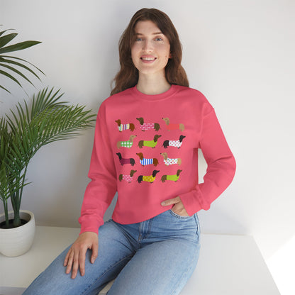 Colorful Dachshund Crewneck Sweatshirt — Vibrant Wiener Dog Design