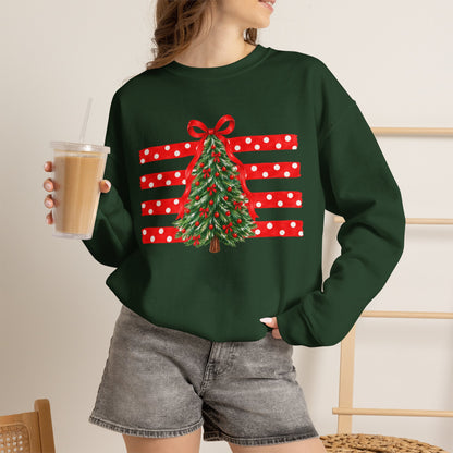 Christmas Tree Ribbon Crewneck Sweatshirt