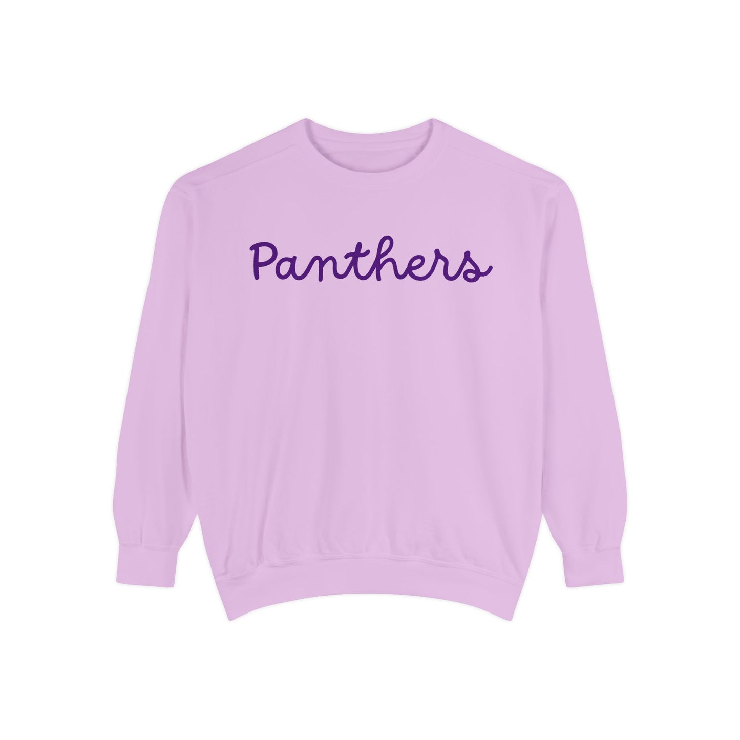 Panthers Script Sweatshirt — Lavender Team Crewneck