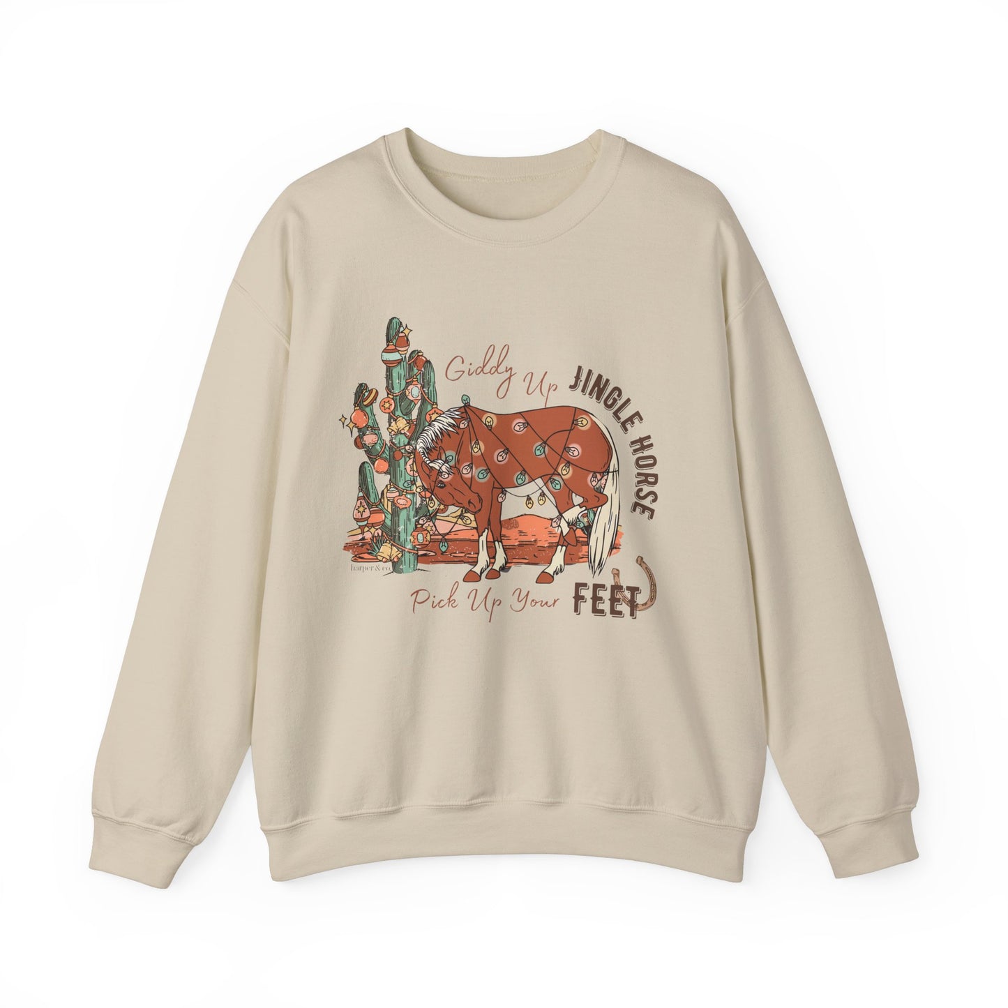 Giddy Up Jingle Horse Unisex Heavy Blend™ Crewneck Sweatshirt Full Size