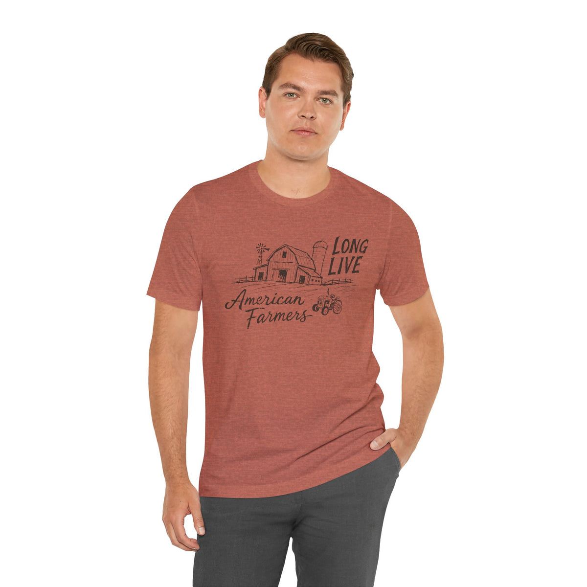 Long Live American Farmers Tee — Vintage Farmhouse Barn & Tractor T-Shirt