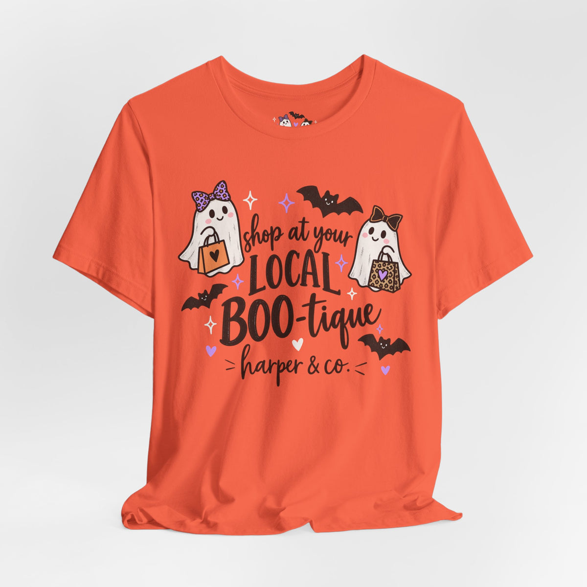 T-Shirt — "Shop at Your Local BOO-tique" Halloween Ghost Boutique Tee